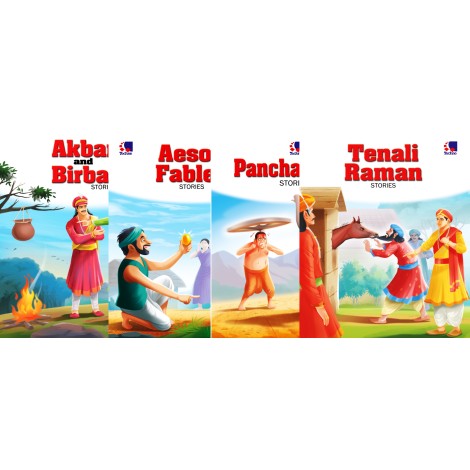 Story Book - Akbar-Birbal Stories, Tenali Raman Stories, Panchatantra Stories, Aesop Fables - (Set Of 4 Books)